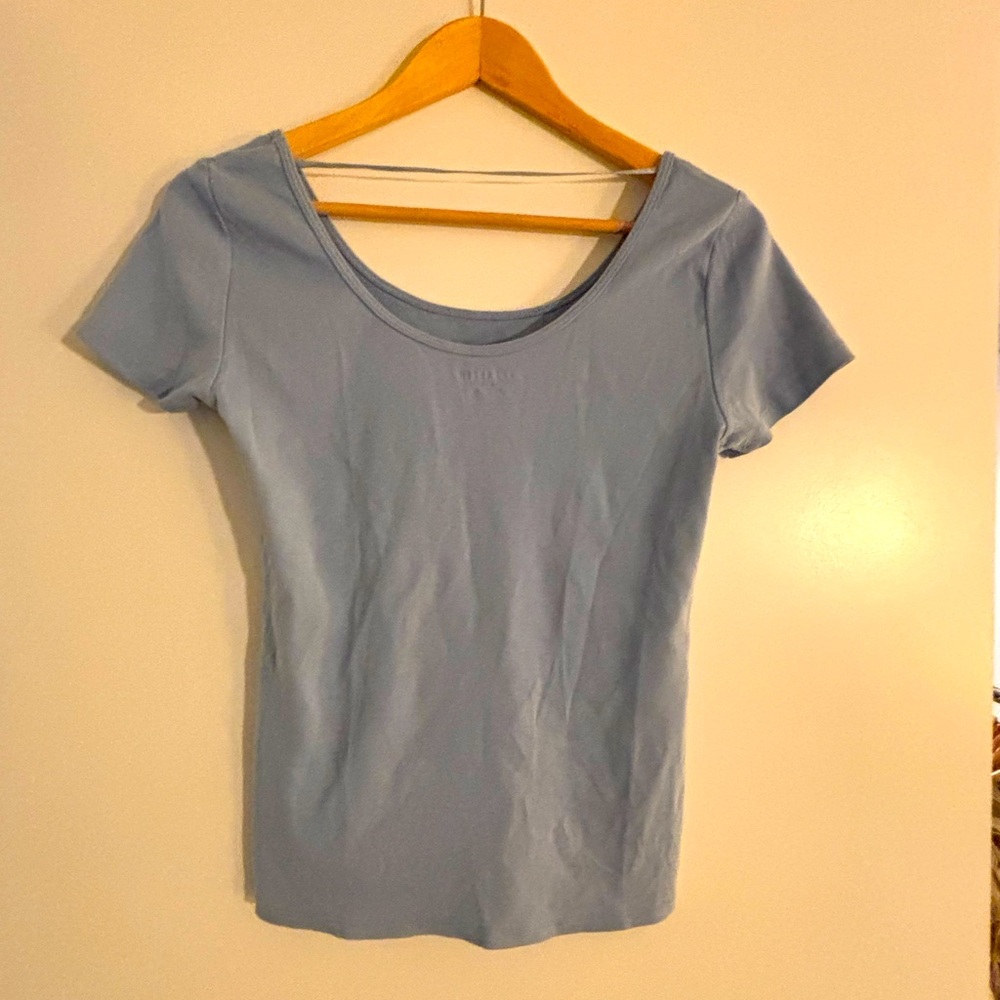 JOE FRESH 16” PTP Scoop Neck T-Shirt, Blue, Size Medium. - Picture 3 of 6